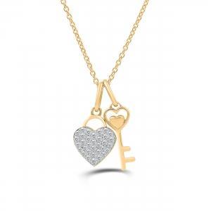 Love Spell® Lab-grown Diamonds Heart and Key Pendant - 0.50 Ct. T.w. in Vermeil