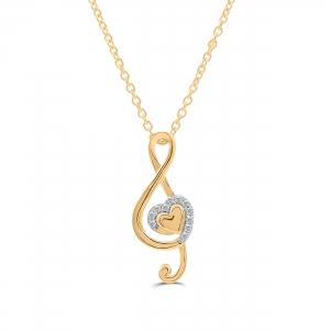 Love Spell® Lab-grown Diamonds Musical Note Heart Pendant - 0.10 Ct. T.w. in Vermeil