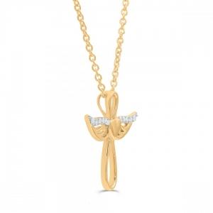Love Spell® Lab-grown Diamonds Angel Wing With Heart Cross Pendant - 0.10 Ct. T.w. thumbnail 2