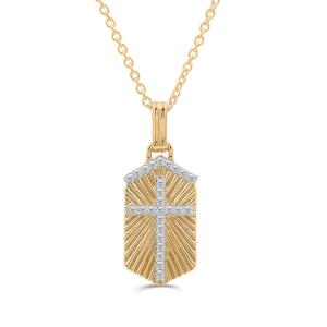 Love Spell® Lab-grown Diamonds Dog Tag Cross Pendant - 0.30 Ct. T.w. in Vermeil