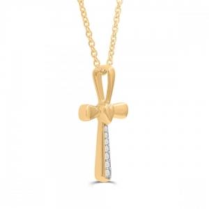Love Spell® Lab-grown Diamonds Heart Cross Pendant - 0.10 Ct. T.w. thumbnail 2
