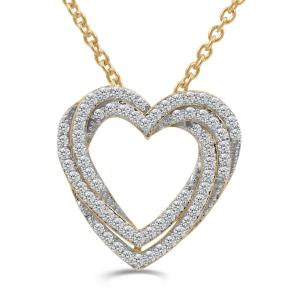 Love Spell® Lab-grown Diamonds Triple Heart Pendant - 0.65 Ct. T.w. in Vermeil