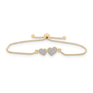 Love Spell® Lab-grown Diamonds Double Heart Bolo Bracelet - 0.25 Ct. T.w. in Vermeil
