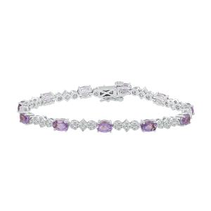 Love Spell Lab-grown Diamonds Amethyst Flower Bracelet 1.50 Ct. T.w. in Sterling Silver
