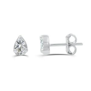Love Spell Lab-grown Diamonds Pear Solitiare Studs 0.35 Ct. T.w. in Sterling Silver