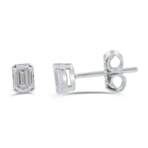 Love Spell Lab-grown Diamonds Emerald Solitaire Studs 0.50 Ct. T.w. in Sterling Silver