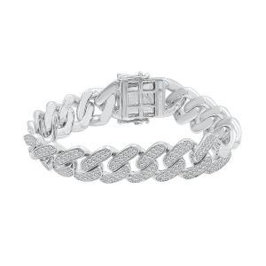 Link N Lock® Lab-grown Diamonds Cuban Bracelet-11.20 Ct. T.w. in Sterling Silver