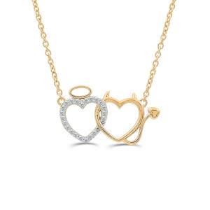 Love Spell® Lab-grown Diamonds Angel And Devil Heart Necklace - 0.20 Ct. T.w. thumbnail 1