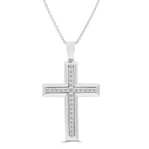 Link N Lock® Lab-grown Diamonds Cross Pendant-2.10 Ct. T.w. in Sterling Silver