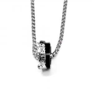 Link N Lock® Octagon And Textured Rings Pendant With 22.6 Inch Round Box Chain thumbnail 3