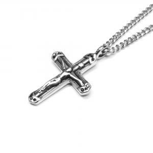 Link N Lock® Stainless Steel Jesus And Cross Pendant With 24 Inch Curb Chain thumbnail 2