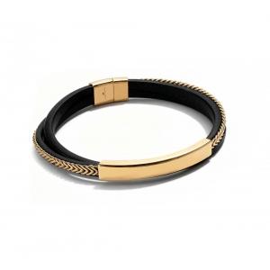 Link N Lock® Triple Band Leather Bracelet - Beads, Braid, Flat Bands - 8.5 Inches thumbnail 2