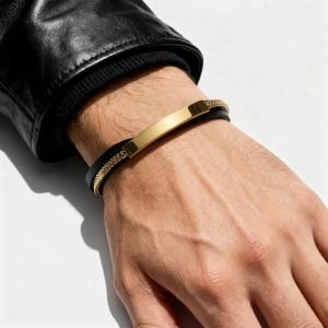 Link N Lock® Triple Band Leather Bracelet - Beads, Braid, Flat Bands - 8.5 Inches thumbnail 4