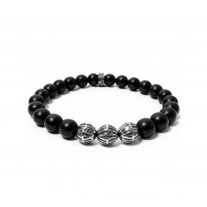 Link N Lock® Matt Black Onyx Beads Bracelet - 7.5 inches