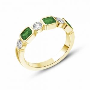 Aanika V. 3-emeralds Diamond Band - 0.50 Ct. T.w. thumbnail 2