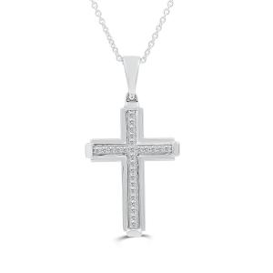 Link N Lock® Lab-grown Diamonds Cross Pendant-0.75 Ct. T.w. in Sterling Silver