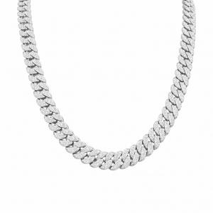 Link N Lock® Lab-grown Diamonds Cuban Link Necklace-10.15 Ct. T.w. in Sterling Silver
