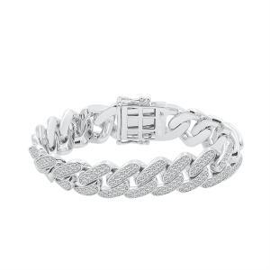 Link N Lock® Lab-grown Diamonds Cuban Bracelet-7.90 Ct. T.w. in Sterling Silver