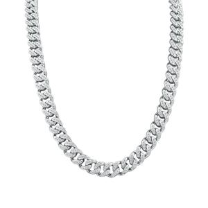 Link N Lock® Lab-grown Diamonds Cuban Link Necklace-9.45 Ct. T.w. in Sterling Silver