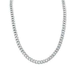 Link N Lock® Lab-grown Diamonds Cuban Link Necklace-8.40 Ct. T.w. in Sterling Silver
