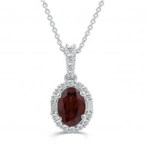Love Spell® Lab-grown Diamonds and Garnet Halo Pendant - 0.15 Ct. T.w. In Sterling Silver