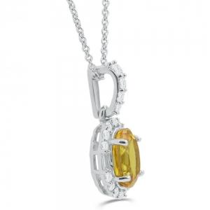 Love Spell® Lab-grown Diamonds And Citrine Halo Pendant - 0.15 Ct. T.w. thumbnail 2