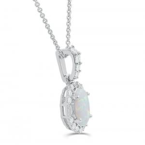 Love Spell® Lab-grown Diamonds And Opal Halo Pendant - 0.15 Ct. T.w. thumbnail 2