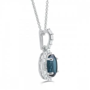 Love Spell® Lab-grown Diamonds And Blue Topaz Halo Pendant - 0.15 Ct. T.w. thumbnail 2