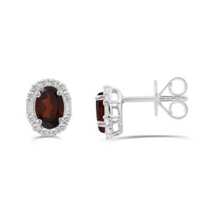 Love Spell® Lab-grown Diamonds and Garnet Studs - 0.20 Ct. T.w. In Sterling Silver