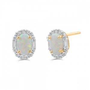Love Spell® Lab-grown Diamonds And Opal Studs - 0.20 Ct. T.w. thumbnail 2
