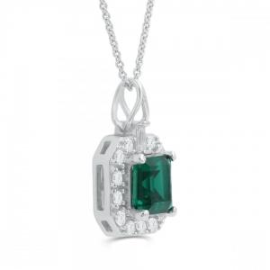Love Spell® Lab-grown Diamonds And Emerald Halo Pendant - 0.25 Ct. T.w. thumbnail 2