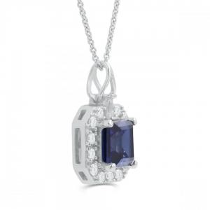 Love Spell® Lab-grown Diamonds And Sapphire Halo Pendant - 0.25 Ct. T.w. thumbnail 2
