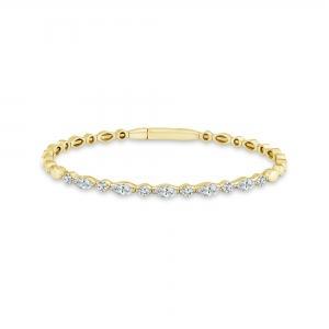 Bella by Ovani® Labgrown Diamond Marquise And Round Tennis Bangle 1.50 Ct. T.w. in 14K Yellow Gold
