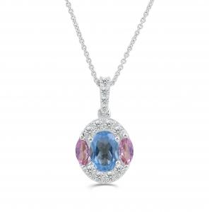 Love Spell® Lab-grown Diamonds and Topaz Halo Pendant - 0.20 Ct. T.w. In Sterling Silver
