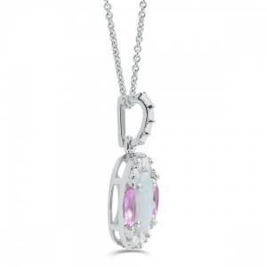 Love Spell® Lab-grown Diamonds And Opal Halo Pendant - 0.20 Ct. T.w. thumbnail 2
