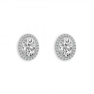 Bella by Ovani® Lab-grown Diamond Oval Halo Earrings 1.75 Ct. T.w. in 14K White Gold