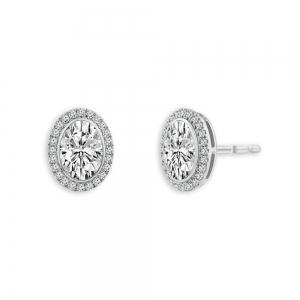 Bella By Ovani® Lab-grown Diamond Oval Halo Earrings 1.75 Ct. T.w. thumbnail 2