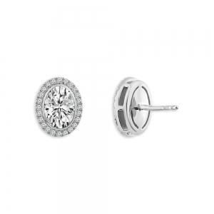 Bella By Ovani® Lab-grown Diamond Oval Halo Earrings 1.75 Ct. T.w. thumbnail 4