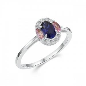 Love Spell® Lab-grown Diamonds And Sapphire Halo Ring - 0.10 Ct. T.w. thumbnail 2