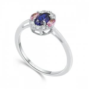 Love Spell® Lab-grown Diamonds And Sapphire Halo Ring - 0.10 Ct. T.w. thumbnail 3