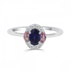 Love Spell® Lab-grown Diamonds And Sapphire Halo Ring - 0.10 Ct. T.w. thumbnail 4