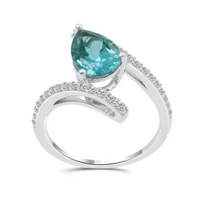 Love Spell® Lab-grown Diamonds and Paraiba Ring - 0.25 Ct. T.w. In Sterling Silver