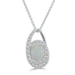 Love Spell® Lab-grown Diamonds and Opal Pendant - 0.25 Ct. T.w. In Sterling Silver