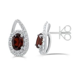 Love Spell® Lab-grown Diamonds and Garnate Studs - 0.30 Ct. T.w. In Sterling Silver