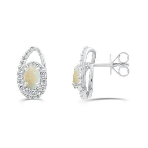 Love Spell® Lab-grown Diamonds and Opal Studs - 0.30 Ct. T.w. In Sterling Silver