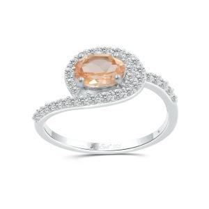 Love Spell® Lab-grown Diamonds and Morganite Ring - 0.30 Ct. T.w. In Sterling Silver