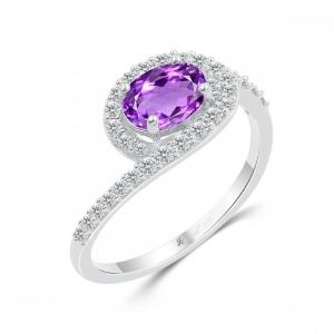 Love Spell® Lab-grown Diamonds And Amethyst Ring - 0.30 Ct. T.w. thumbnail 2