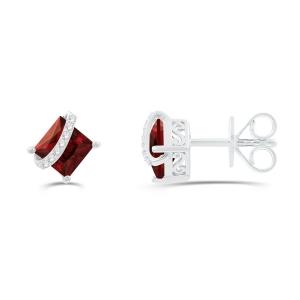 Love Spell® Lab-grown Diamonds and Garnet Studs - 0.10 Ct. T.w. In Sterling Silver