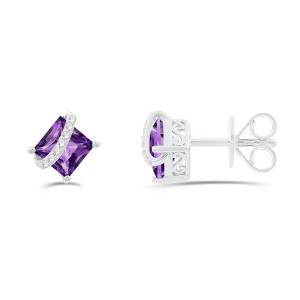 Love Spell® Lab-grown Diamonds and Amethyst Studs - 0.10 Ct. T.w. In Sterling Silver