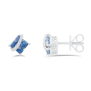 Love Spell® Lab-grown Diamonds and Blue Topaz Studs - 0.10 Ct. T.w. In Sterling Silver